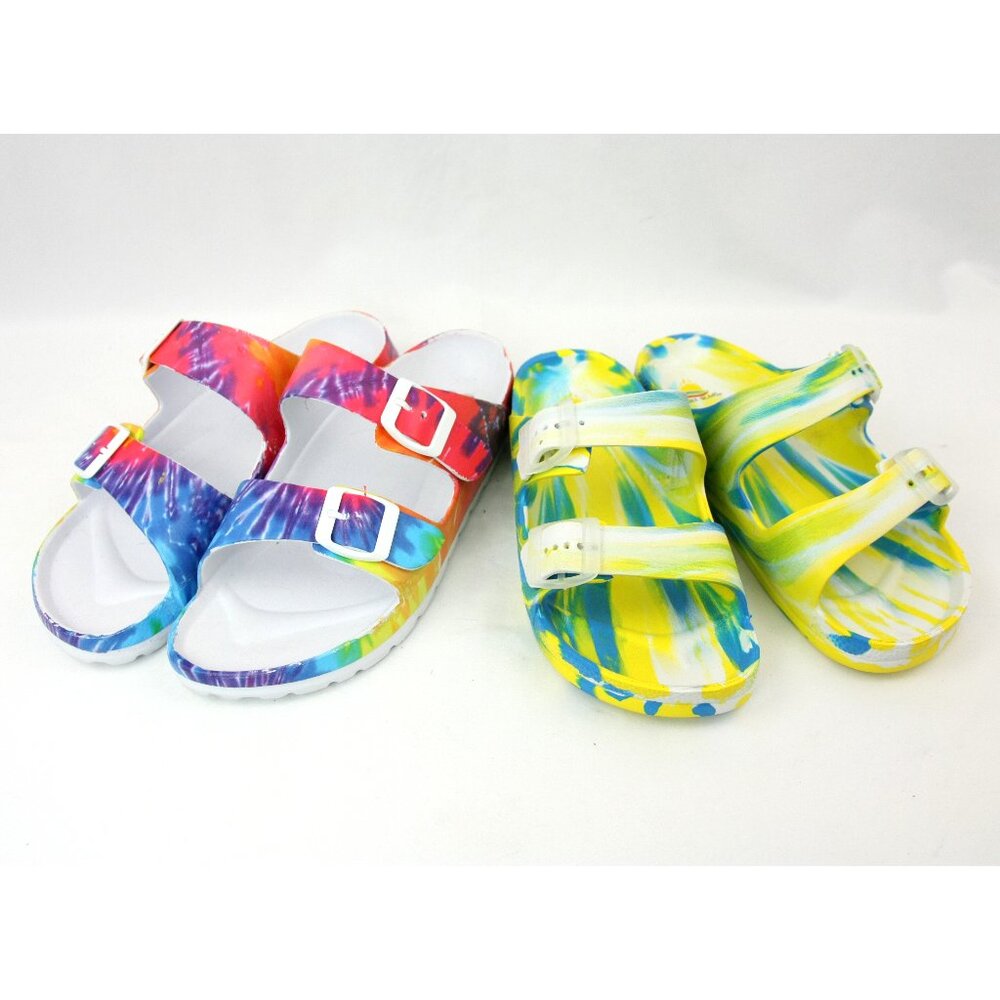 Colorful Lot So Aloha Island Tie Dye Sport Casual Comfort Sandals Slip Ons 9